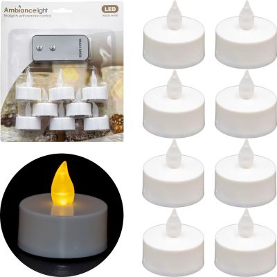 SET OF 8 LED TEA LIGHT CANDLES WITH REMOTE CONTROL