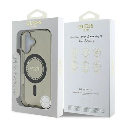 8. Guess IML Rhinestones MagSafe iPhone 16 Plus Case - Black