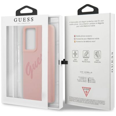 8. Guess GUHCS21LLSVSPI S21 Ultra G998 pink/pink hardcase Script Vintage