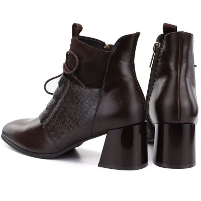 5. Women's insulated high-heeled ankle boots, brown, Vinceza 58670