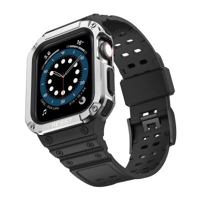 2. Protect Strap Band for Apple Watch 38/40/41mm Armored Case Strap - Black, Silver