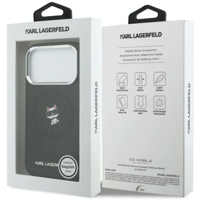 8. Karl Lagerfeld Point & Choupette Sketch MagSafe Case for iPhone 17 Pro - Black