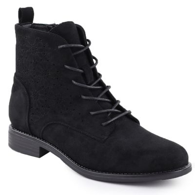 Women's openwork suede black ankle boots S.Barski HY52-535