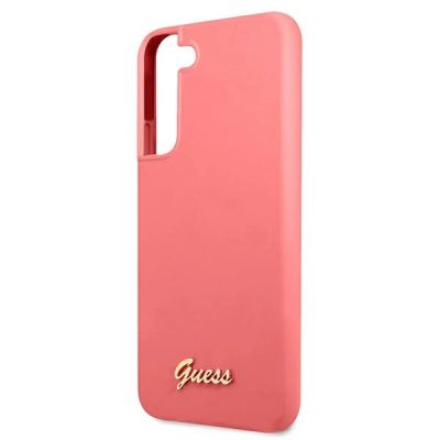 6. Guess GUHCS22MLSLMGFU S22+ S906 fuchsia/fuchsia hardcase Silicone Script Metal Logo