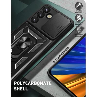 4. Hybrid Armor Camshield with Stand and Camera Cover for Samsung Galaxy S25 Edge - Black