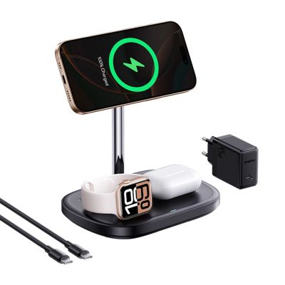 2. Baseus EnerFill FS41 3-in-1 Cooling Wireless Charger with EU Plug 45W and USB-C to USB-C Cable - Black