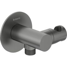 Round angle connector with handset holder