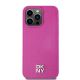 3. DKNY Leather Monogram Pattern Metal Logo MagSafe Case for iPhone 15 Pro Max - Pink