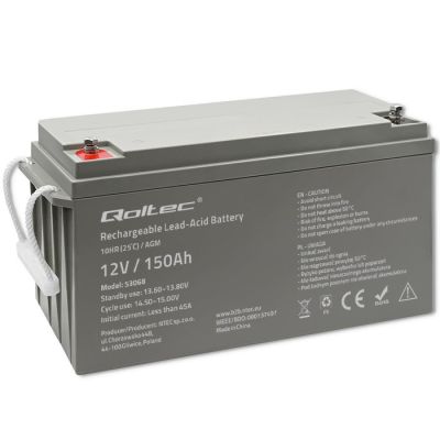 Qoltec AGM battery | 12V | 150Ah | max. 2250A | 40.1kg