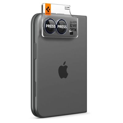 6. Spigen Optik Pro Glas.tR EZ Fit 2-Pack Tempered Glass Camera Screen Protector for iPhone Duo - Navy Blue