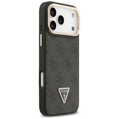 4. Guess 4G PU Triangle Logo & Stand Camera Magsafe Case for iPhone 17 Pro Max - Black
