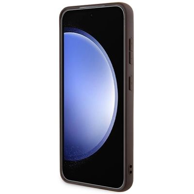 5. Guess 4G Collection Leather Metal Logo MagSafe Case for Samsung Galaxy S24 - Brown