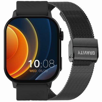 Smartwatch Gravity GT15-1 Black Silicone Strap + Black Bracelet