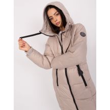 Women's beige quilted winter jacket SUBLEVEL knee-length (D50048X44518B3)