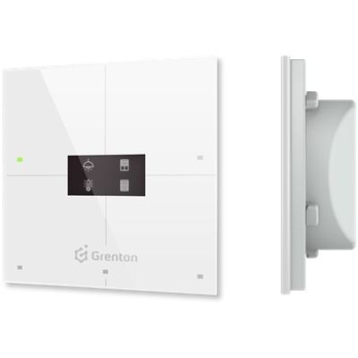 Grenton smart panel / 4 touch fields / OLED display / TF-Bus / white glass front
