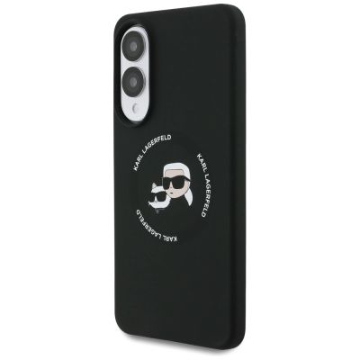 2. Karl Lagerfeld Silicone nauble Heads And Circle MagSafe case for Samsung Galaxy S25 Edge - black