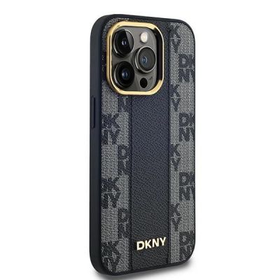 4. DKNY Leather Checkered Mono Pattern MagSafe Case for iPhone 13 Pro Max - Black