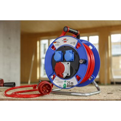 7. Brennenstuhl 1182770010 cable distributor, 25 m, 3 mains sockets, outdoor, black, blue, grey, red