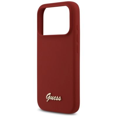 6. Guess Silicone Script Metal Logo MagSafe Case for iPhone 17 Pro - Red
