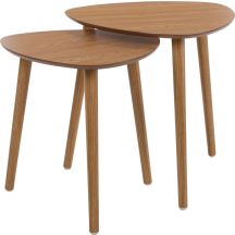 COFFEE SIDE TABLE SET WITH WOODEN TOP