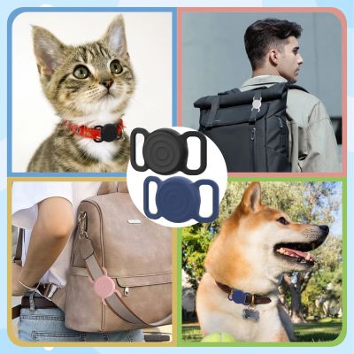 8. AirTag silicone waterproof case for dog or cat collar - black