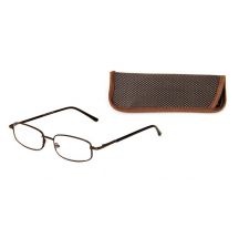 Reading glasses metal +3.00 brown +case