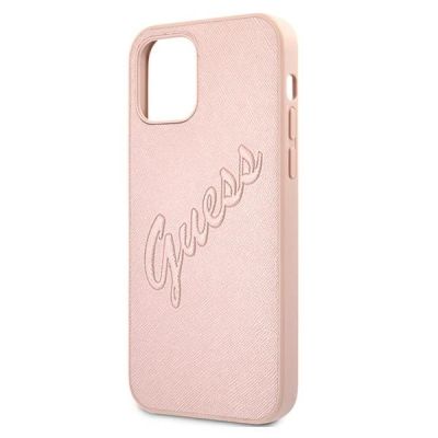 6. Guess GUHCP12LRSAVSRG iPhone 12 Pro Max 6.7" pink/pink hardcase Saffiano Vintage Script