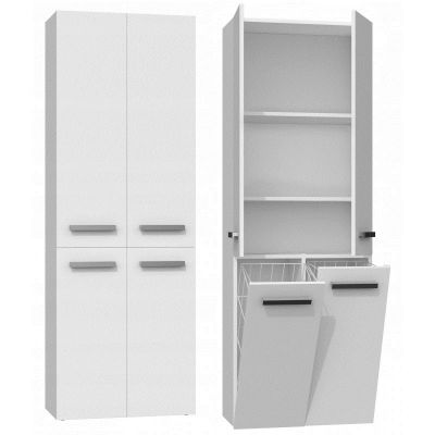 3. NEL BATHROOM COLUMN WHITE 2 BASKETS DOOR LONG SET
