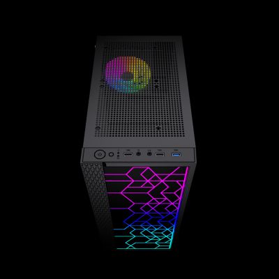 2. GEMBIRD FORNAX 2500 MIDI-TOWER CASE (1X USB 3.0, 2X USB 2.0, HD AUDIO, GLASS SIDE PANEL) BLACK