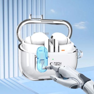 3. Tech-Protect FlexAir Case with Carabiner for Samsung Galaxy Buds 3 / 3 Pro - Transparent