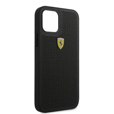10. Ferrari FESPEHCP12MBK iPhone 12/12 Pro 6.1" black/black hardcase On Track Perforated