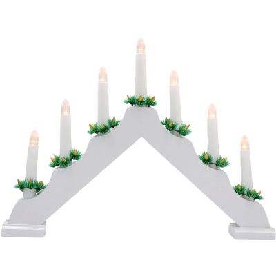 2. WOODEN ADVENT CANDLE HOLDER WHITE 7 LIGHTS BATTERY POWERED