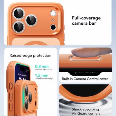 3. ESR Classic Hybrid MagSafe Case for iPhone 17 Pro Max - Clear Orange