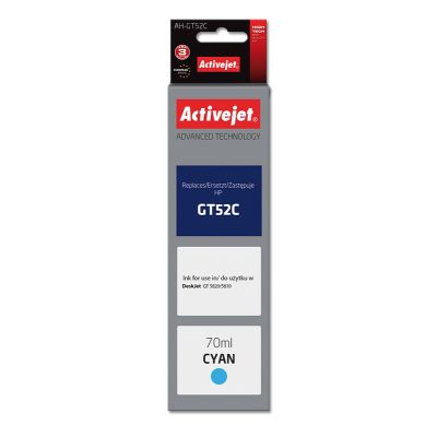 Activejet AH-GT52C Ink Bottle (replaces HP GT52C M0H54AE; Supreme; 70 ml; 8000 pages, blue)