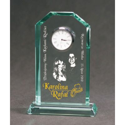 3. Engraved glass trophy with case + paint filling