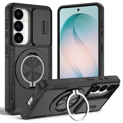 Samsung Galaxy S26 Case with Sliding Camera Cover and Swivel Stand Compatible with MagSafe - Black