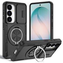 Samsung Galaxy S26 Case with Sliding Camera Cover and Swivel Stand Compatible with MagSafe - Black