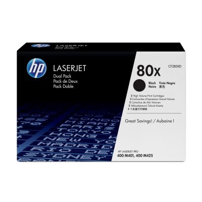 HP 80X 2-Pack Original LaserJet XL Black Toner Cartridges