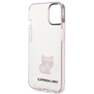 7. Karl Lagerfeld Transparent Choupette Body Case for iPhone 14 Plus / 15 Plus 6.7" - Pink