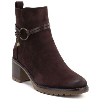 Women's suede ankle boots on a block, brown Potocki SZ12527