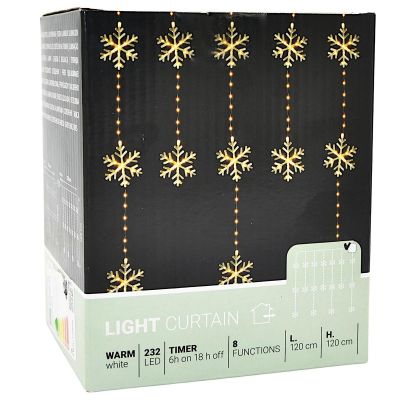 5. CHRISTMAS TREE LIGHTS LIGHT CURTAIN 120x120 CM 232LED WARM WHITE SNOWFLAKES