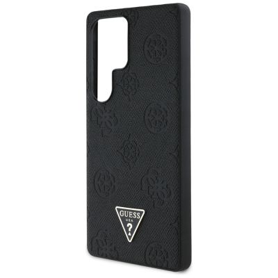 6. Guess Grained Hot Stamp Peony Pattern Triangle Logo MagSafe Case for Samsung Galaxy S25 Ultra Black