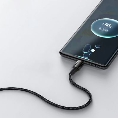 12. Baseus Tungsten Gold USB-A to USB-C Cable 480Mb/s 100W 1m Black (CAWJ000001)