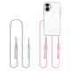 Tech-Protect Flexair Chain MagSafe Case for iPhone 16 - Clear + 2 Lanyards (Pink and Gray)