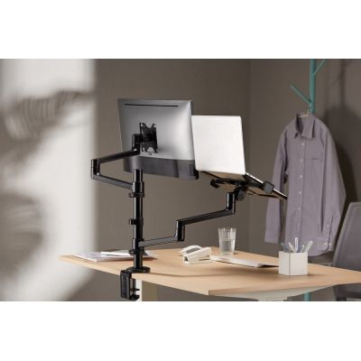 20. GEMBIRD ADJUSTABLE DESK ARM/MONITOR HOLDER + NOTEBOOK STAND 17-32, VESA 100X100MM, UP TO 8 KG