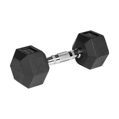 4. Rubber-Coated HEX Cast Iron Dumbbells 2 x 5 kg REBEL ACTIVE