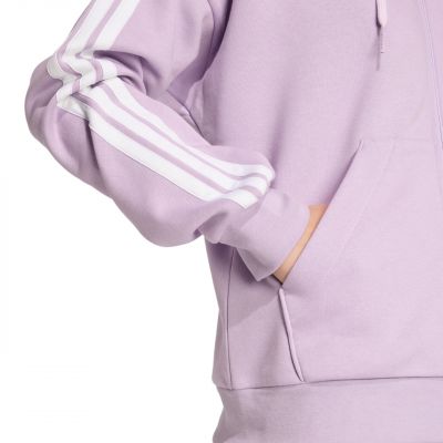 6. Women's adidas Essentials 3-Stripes Full-Zip Fleece Hoodie Purple JY3080