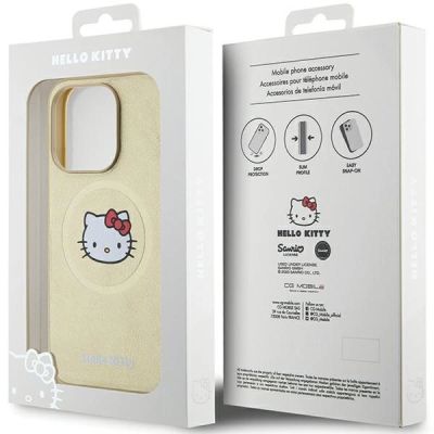 8. Hello Kitty Leather Kitty Head MagSafe case for iPhone 14 Pro Max - gold