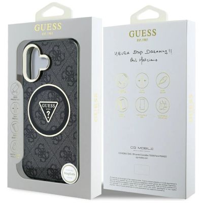 8. Guess IML Metal Glitter 4G Circle Triangle MagSafe Case for iPhone 16 - Black