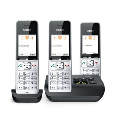 11. Gigaset 500A Comfort Trio Cordless Phone - Answering Machine - ECO DECT\GAP\CAT-iq - Silver + 2 additional handsets